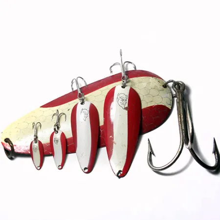 Vintage Eppinger Dardevle Huskie Devle, 3 1/4oz Red / White fishing spoon #0245