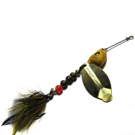 Vintage Mepps Lusox 2, 3/5oz Yellow spinning lure #0249