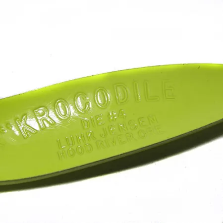 Vintage Luhr Jensen Krocodile Die #4, 1/2oz Yellow / Green fishing spoon #0263