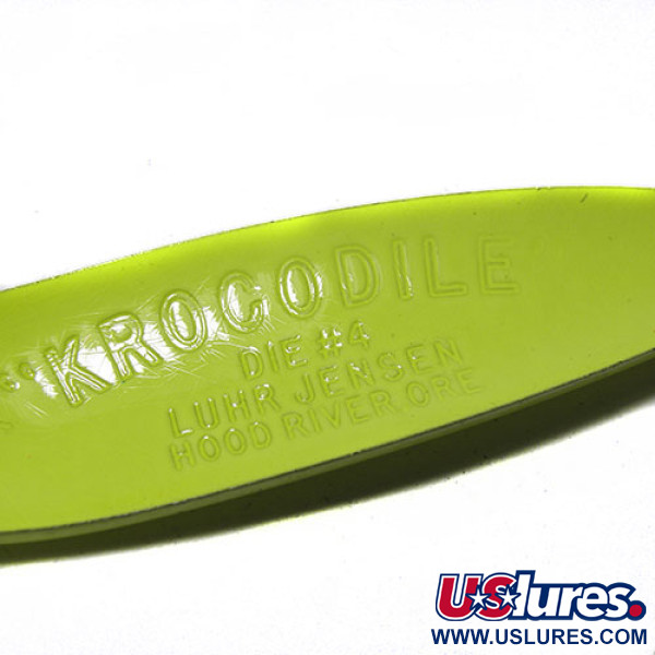 Vintage  Luhr Jensen Krocodile Die #4, 1/2oz Yellow / Green fishing spoon #0263