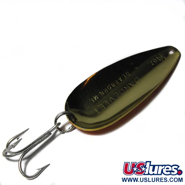 Vintage Eppinger Dardevle Dardevlet, 3/4oz Yellow / Red fishing spoon #0275