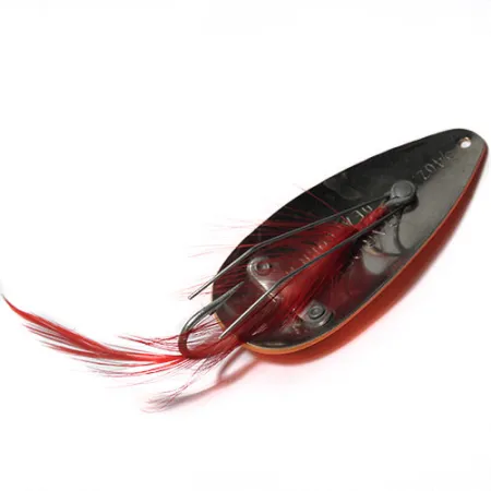 Vintage Eppinger Dardevle Dardevlet Feathered Weedless, 3/4oz Bright Orange / Black fishing spoon #0276