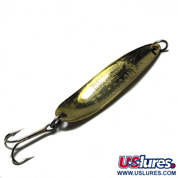 Vintage  Luhr Jensen Krocodile Die #4, 1/2oz Brass / Orange fishing spoon #0277