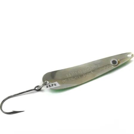 Vintage Eppinger Dardevle Flutter-Chuck, 1/4oz White / Fluorescent Green fishing spoon #0284