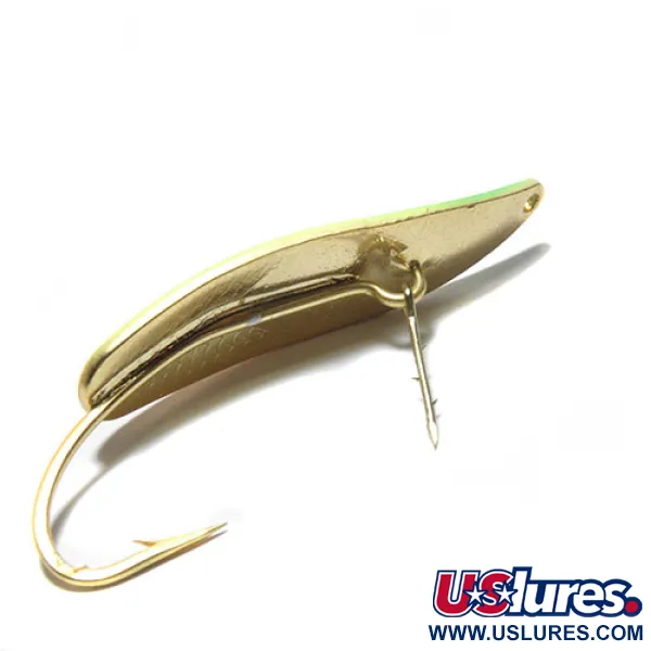 Vintage   Mepps Timber Doodle 0, 1/4oz Gold / Fluorescent Green / Yellow / Orange fishing spoon #0310