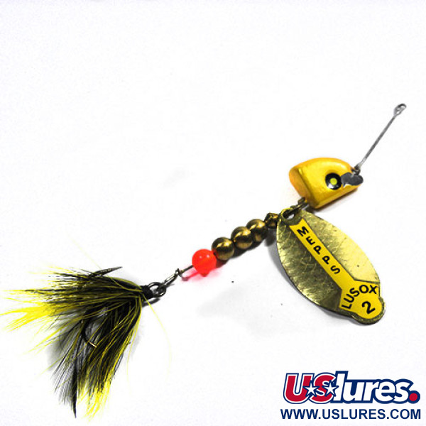 Vintage   Mepps Lusox 2, 3/5oz Yellow spinning lure #0328