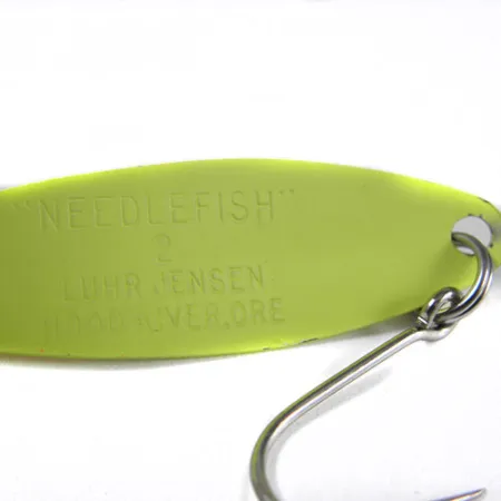 Vintage Luhr Jensen Needle fish 2, 3/32oz Yellow / Red fishing spoon #0372