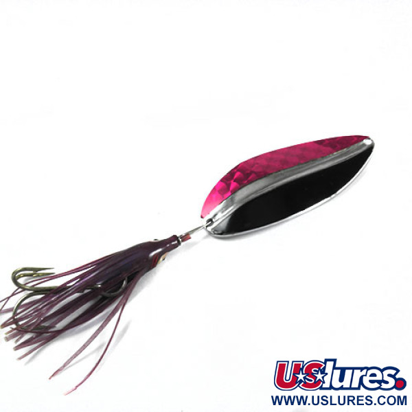 Vintage   Main liner Squid, 3/4oz Black / Pink Hologram fishing spoon #0396