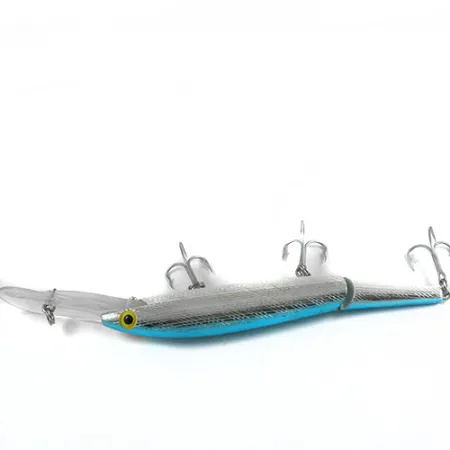 Vintage  Rebel spoonbill minnow jointed, 3/4oz Silver / Blue fishing lure #0397