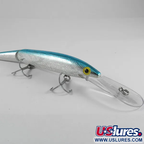Vintage  Rebel spoonbill minnow jointed, 3/4oz Silver / Blue fishing lure #0397