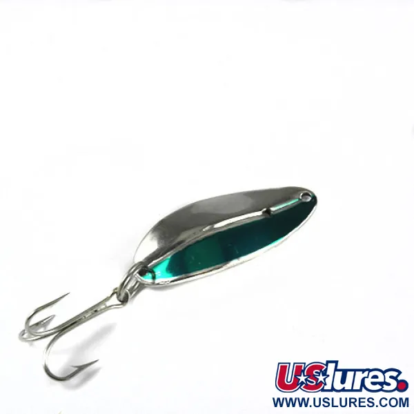 Vintage TODDCO Main liner , 2/5oz Nickel / Green fishing spoon #0406