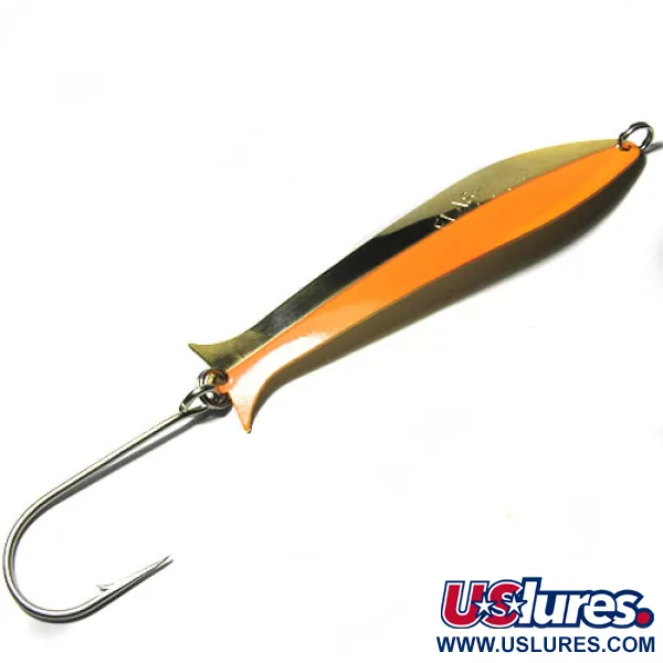 Vintage Acme Flash-King Wobbler, 1/4oz Gold / Orange fishing spoon #0410
