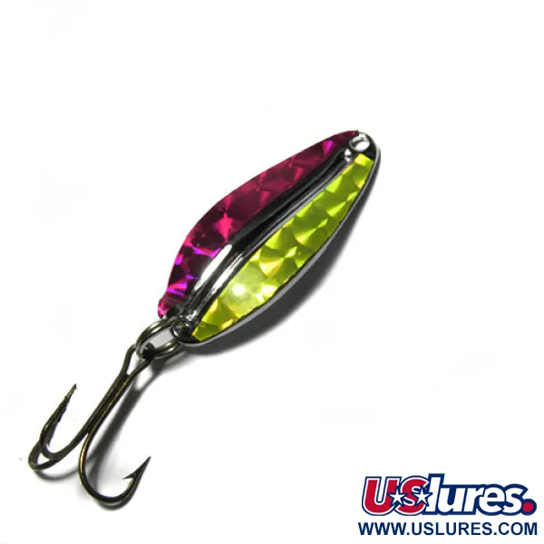 Vintage TODDCO Main liner , 1/4oz Nickel / Dark Red Hologram / Fluorescent Yellow Hologram fishing spoon #0414