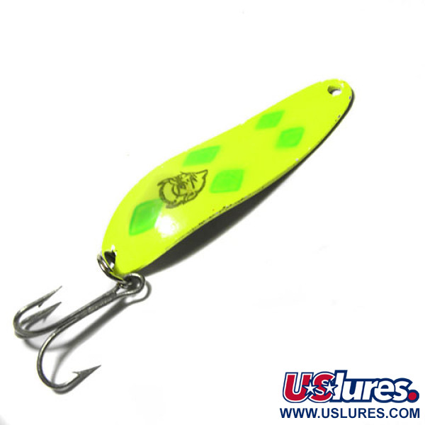 Vintage  Eppinger Dardevle Cop-E-Cat 7300, 1/3oz Fluorescent Yellow / Green fishing spoon #0416