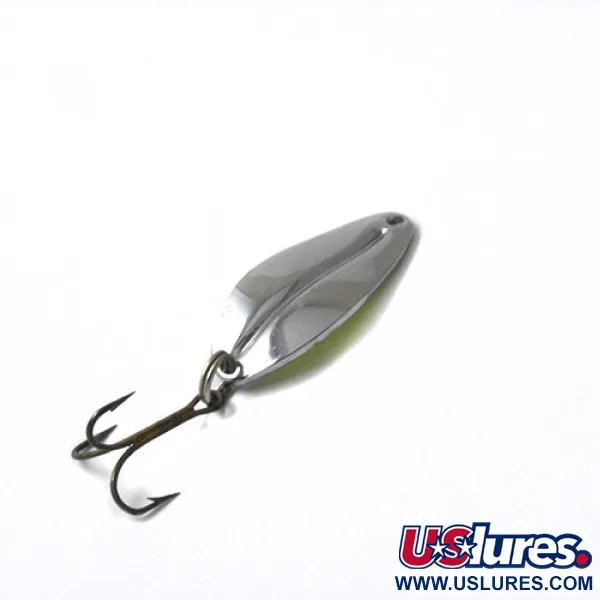 Vintage TODDCO  Main liner , 1/4oz Nickel / Green / Yellow fishing spoon #0458