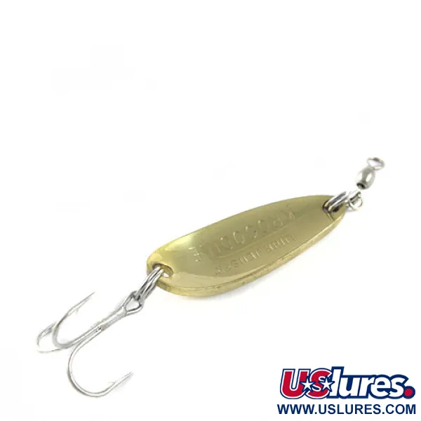 Vintage Luhr Jensen Krocodile, 1/3oz Gold / Orange / Green fishing spoon #0493