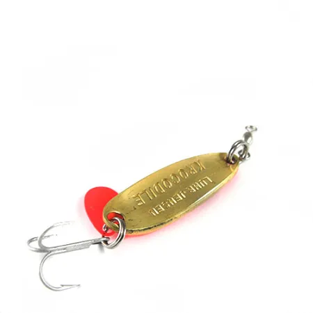 Vintage Luhr Jensen Krocodile, 1/3oz Orange / Brass / Hologram fishing spoon #0508