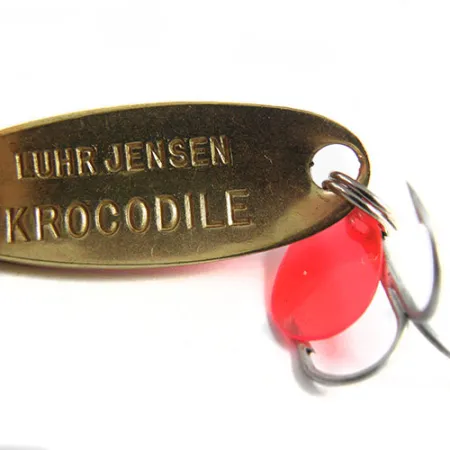 Vintage Luhr Jensen Krocodile, 1/3oz Orange / Brass / Hologram fishing spoon #0508