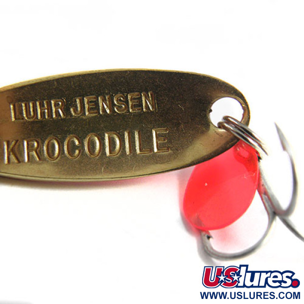 Vintage  Luhr Jensen Krocodile, 1/3oz Orange / Brass / Hologram fishing spoon #0508