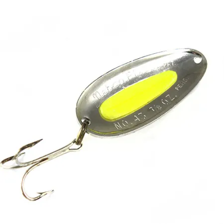 Vintage  Nebco Pixee , 1oz Nickel / Yellow fishing spoon #0510