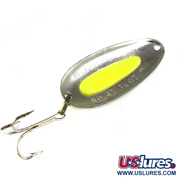 Vintage  Nebco Pixee , 1oz Nickel / Yellow fishing spoon #0510