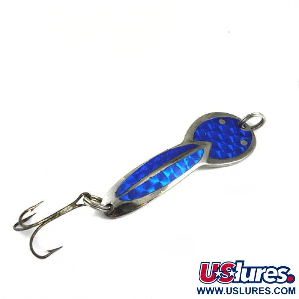 Vintage Acme Dazzler #3, 3/5oz Nickel / Blue fishing spoon #0555