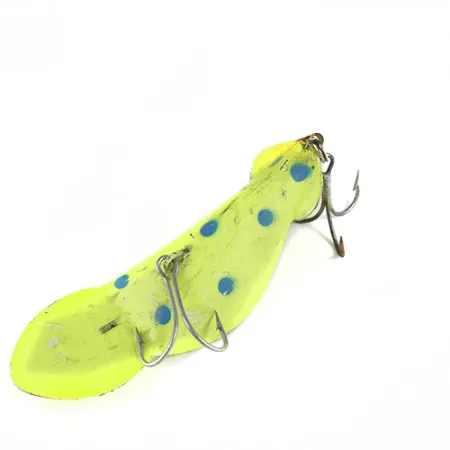 Vintage Buck Perry Spoonplug, 3/4oz Yellow / Blue fishing spoon #0580