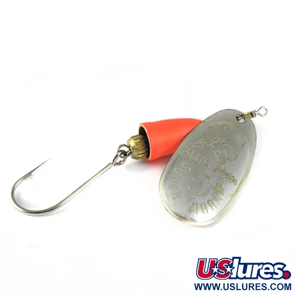 Vintage   Blue Fox Super Vibrax 5, 1/2oz Silver / Orange spinning lure #0583
