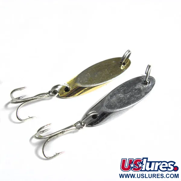 Vintage Acme Kastmaster 2 pcs, 3/32oz Gold / Nickel fishing spoon #0604