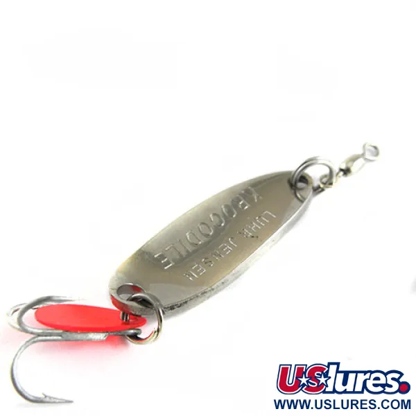 Vintage  Luhr Jensen Krocodile , 1/4oz Nickel / Hologram Scale fishing spoon #0649