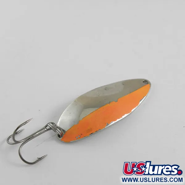 Vintage  Seneca Little Cleo (Hula Girl), 1/2oz Nickel / Orange fishing spoon #0650