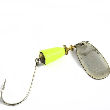 Vintage Blue Fox Super Vibrax 3, 1/3oz Silver / Fluorescent Green spinning lure #0660