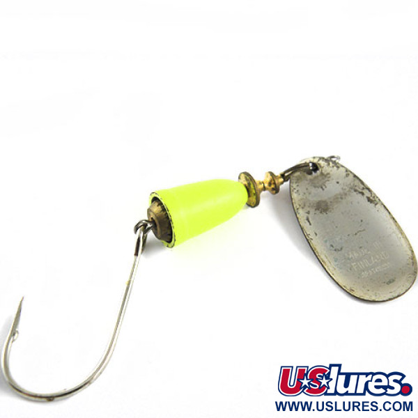 Vintage   Blue Fox Super Vibrax 3, 1/3oz Silver / Fluorescent Green spinning lure #0660