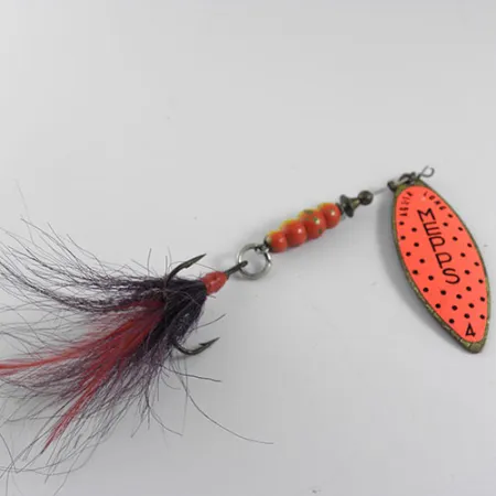 Vintage Mepps Aglia Long 4 Dressed, 3/5oz Golden / Orange spinning lure #0667