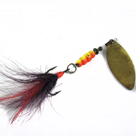 Vintage Mepps Aglia Long 4 Dressed, 3/5oz Golden / Orange spinning lure #0667