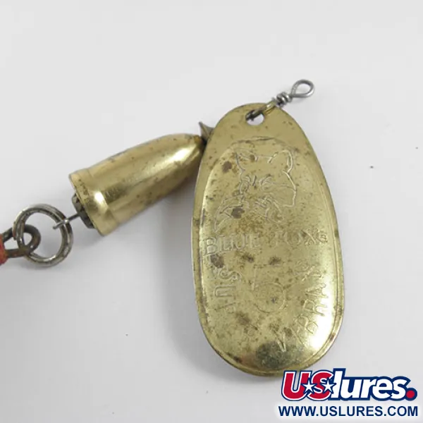 Vintage   Blue Fox Super Vibrax 5 Foxtail, 1/2oz Gold spinning lure #0679