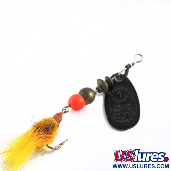 Vintage   Mepps Black Fury 1 Dressed, 3/32oz Black / Yellow spinning lure #0682