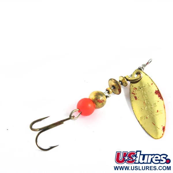 Vintage   Mepps Aglia Long 0, 3/32oz Brass / Orange spinning lure #0692