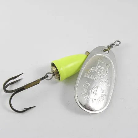 Vintage Blue Fox Super Vibrax 4, 3/8oz Fluorescent / Silver spinning lure #0721