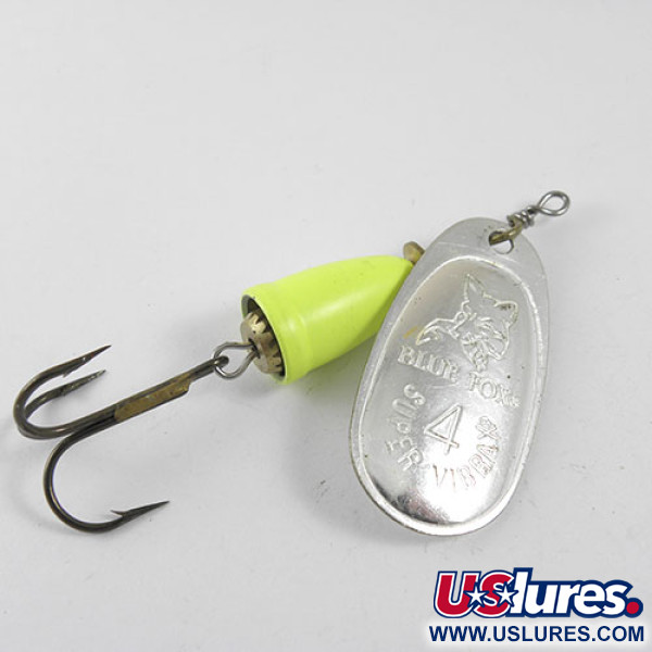 Vintage   Blue Fox Super Vibrax 4, 3/8oz Fluorescent / Silver spinning lure #0721