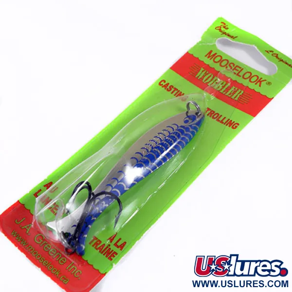Williams Mooselook wobbler, 1/3oz Nickel / Blue fishing spoon #0725