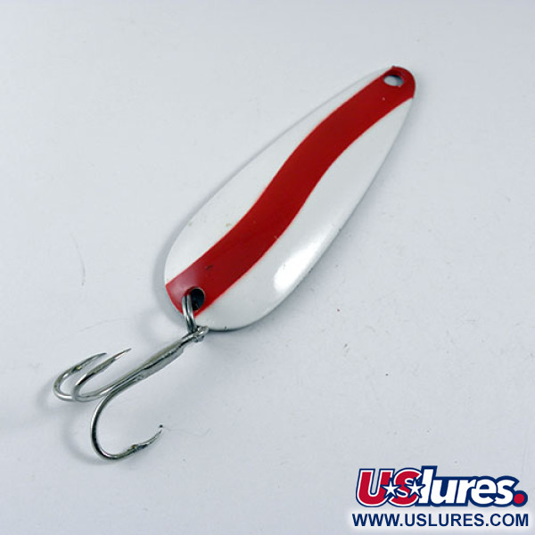 Vintage Len Thompson #2, 1oz Red / White fishing spoon #0739