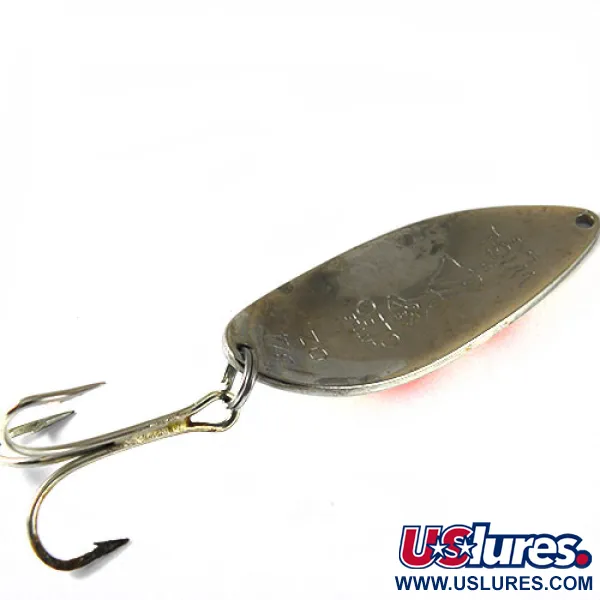 Vintage  Seneca Little Cleo (Hula Girl) Glow, 3/4oz White / Orange Glow (Glow in Dark) fishing spoon #0756