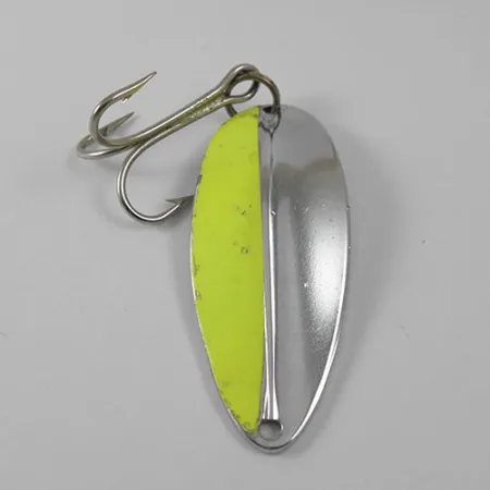 Vintage TODDCO Main liner , 1/2oz Nickel / Fluorescent Green fishing spoon #0790