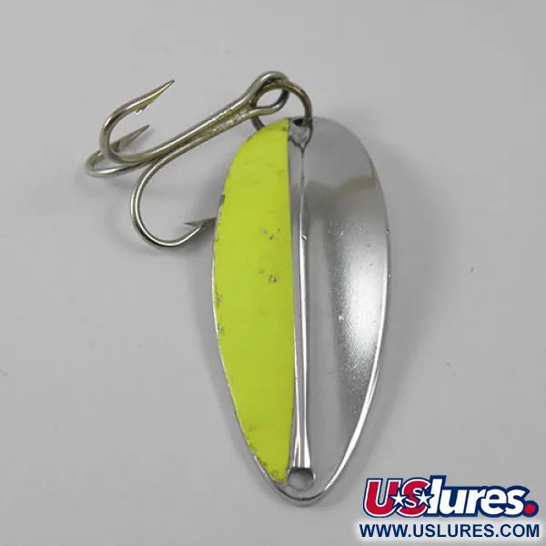 Vintage  TODDCO Main liner , 1/2oz Nickel / Fluorescent Green fishing spoon #0790