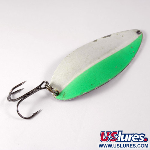 Vintage    Main liner Glow , 3/4oz Glow White / Fluorescent Green fishing spoon #0794