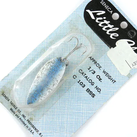 Seneca Little Cleo (Hula Girl), 1/3oz Light Blue / White / Nickel / Glitter fishing spoon #0814