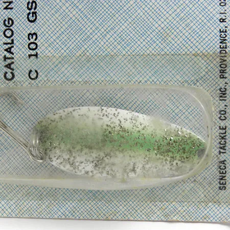 Seneca Little Cleo (Hula Girl), 1/3oz White / Green / Glitter fishing spoon #0803