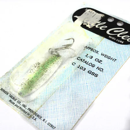 Seneca Little Cleo (Hula Girl), 1/3oz White / Green / Glitter fishing spoon #0803