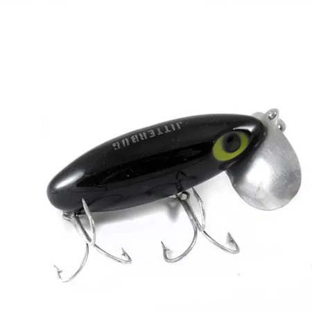 Vintage Fred Arbogast Jitterbug , 1/2oz Nickel / Black fishing lure #0807